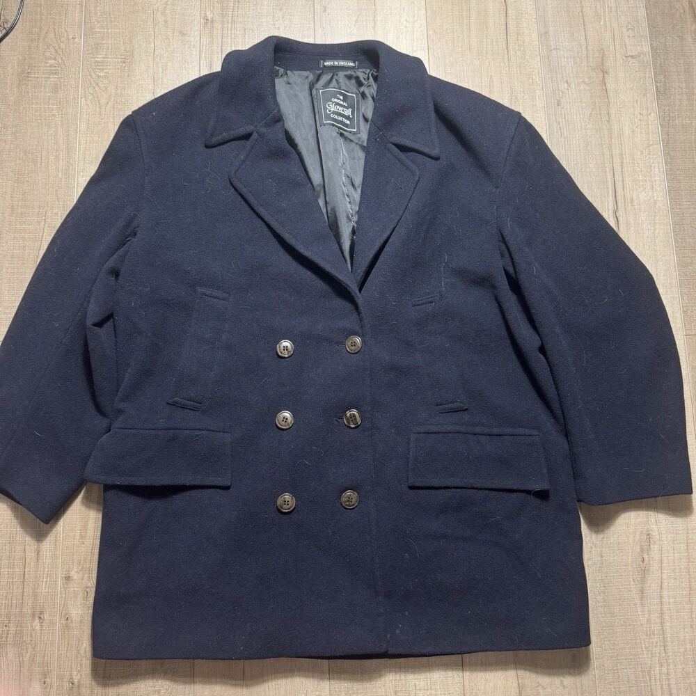Gloverall Mens 46 Peacoat Wool Made In England Navy Classic Double Breasted Coat